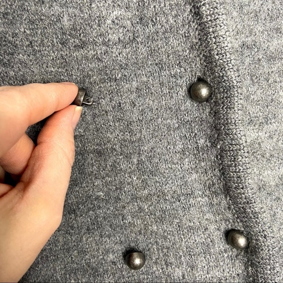 LOFT Gray 100% Wool Military Style Sweater Jacket - Picture 11 of 13